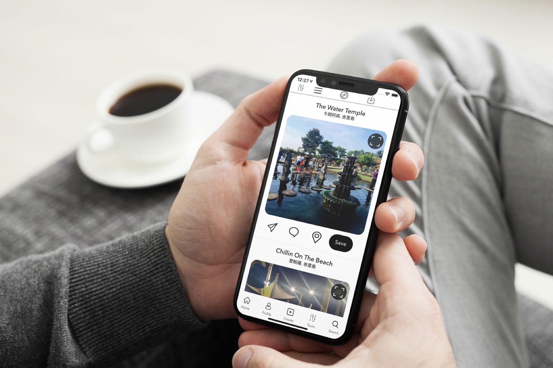 Graffiti app showing saved travel spots