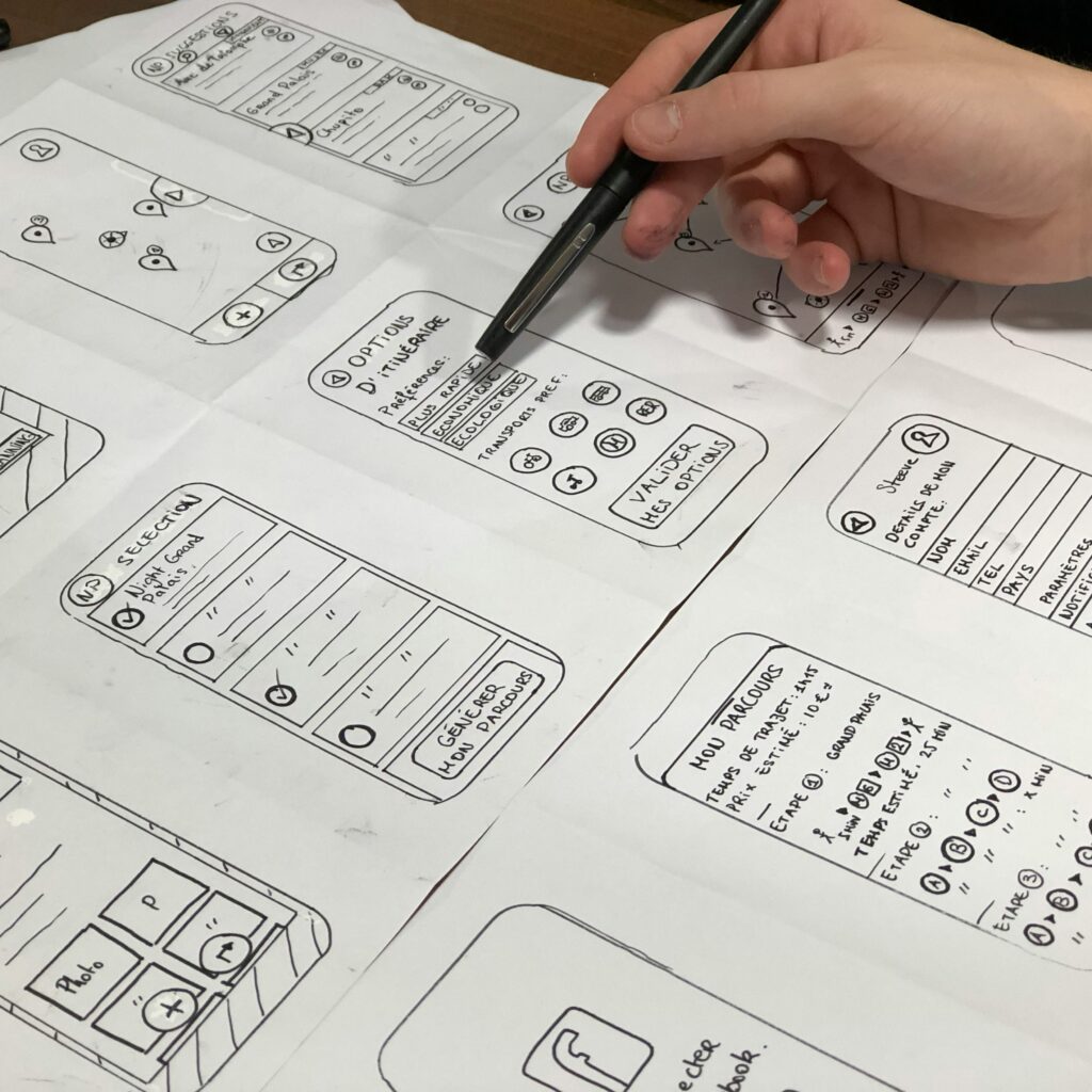 Wireframing and layout for an application